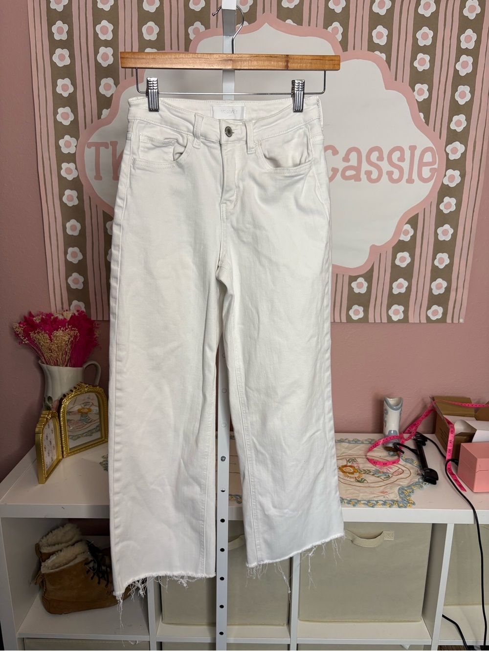 White Vervet High-Rise Wide Leg Jeans